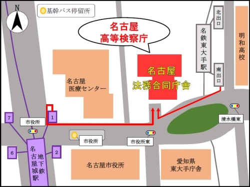 名古屋高等検察庁地図